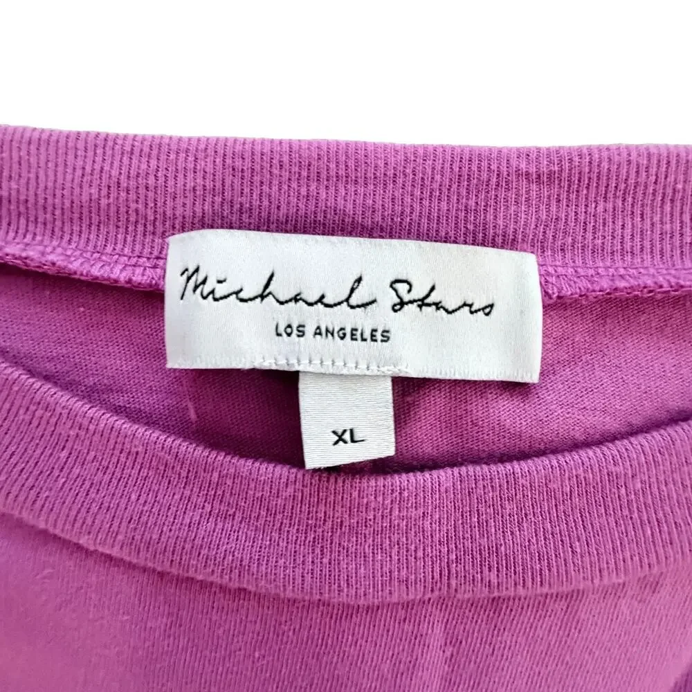 Michael Stars Purple Luca Jersey Bubble Tee Top Shirt XL Womens Soft